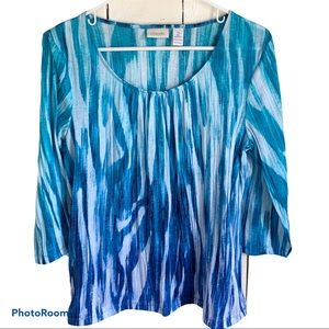 Chicos 3/4 Sleeve Tie Dye Style Top Chicos Sz 2